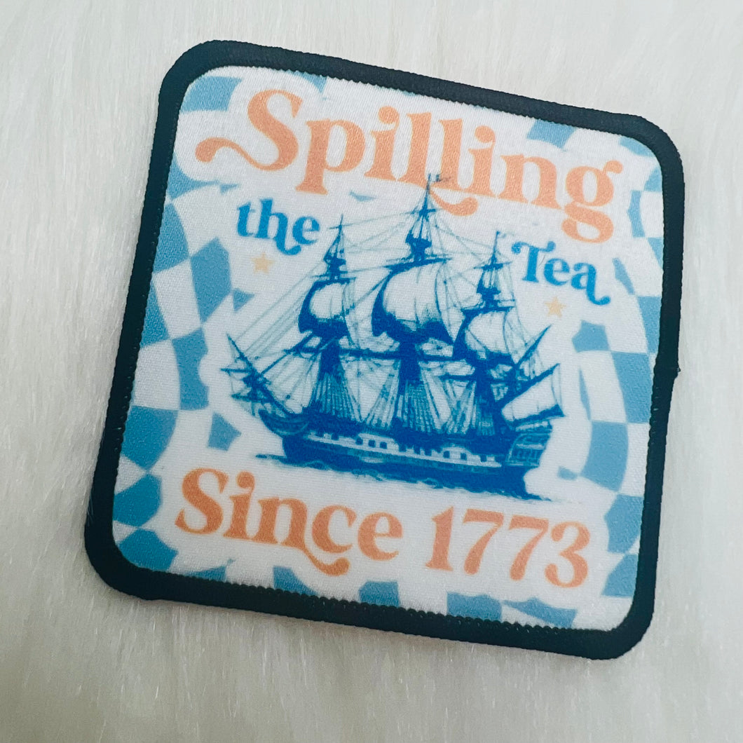 Spilling The Tea 1773 Iron On Patch