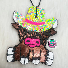 Load image into Gallery viewer, Highland Cow w/ Cowboy Hat Freshie
