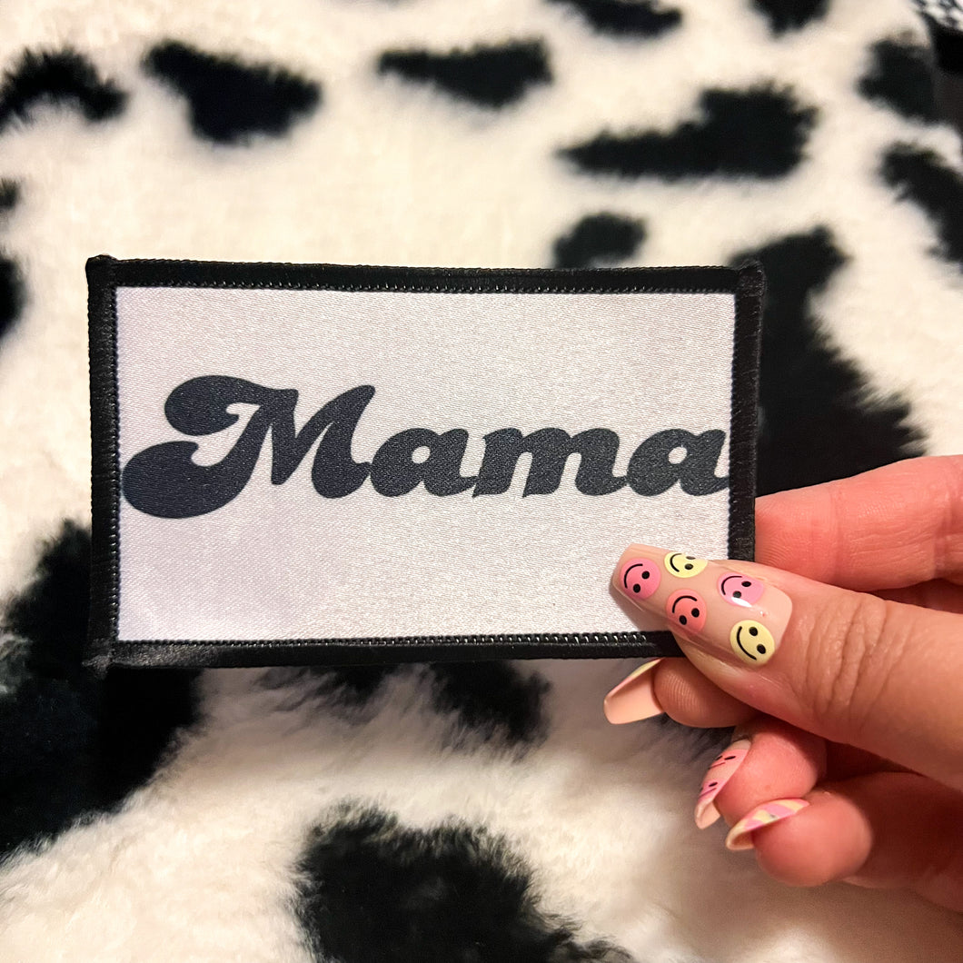 Black & White Mama Iron On Patch